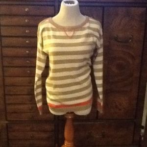 Women's Beige/ White Striped Sweater Jersey
